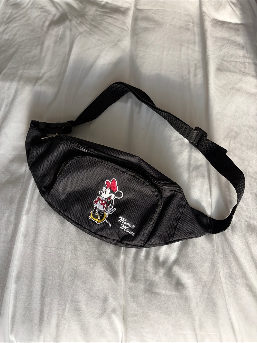 Disney Minnie Mouse Black Embroidered Fanny pack Waist Bag